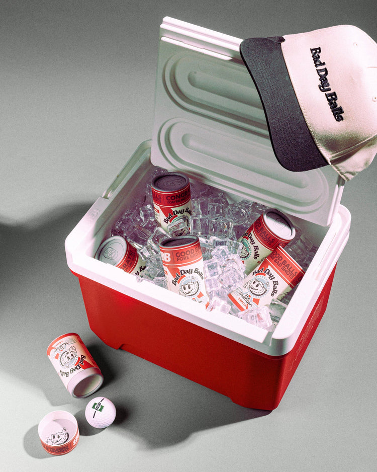 Bad day balls in an igloo cooler chilling. Bad day golf balls